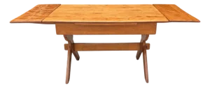 Mid 20th Century Cushman of Vermont Trestle Base/ Hard Rock Maple/Draw Leaf Table.