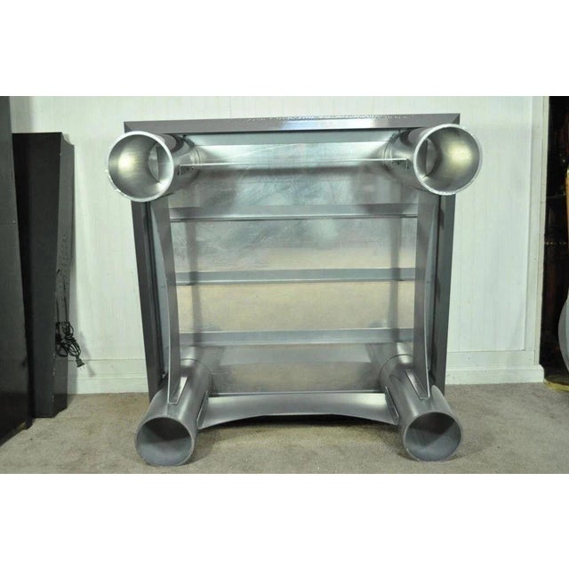 Black Industrial Modern Large Custom Aluminum Gun Metal 40" Square Coffee Table For Sale - Image 8 of 10