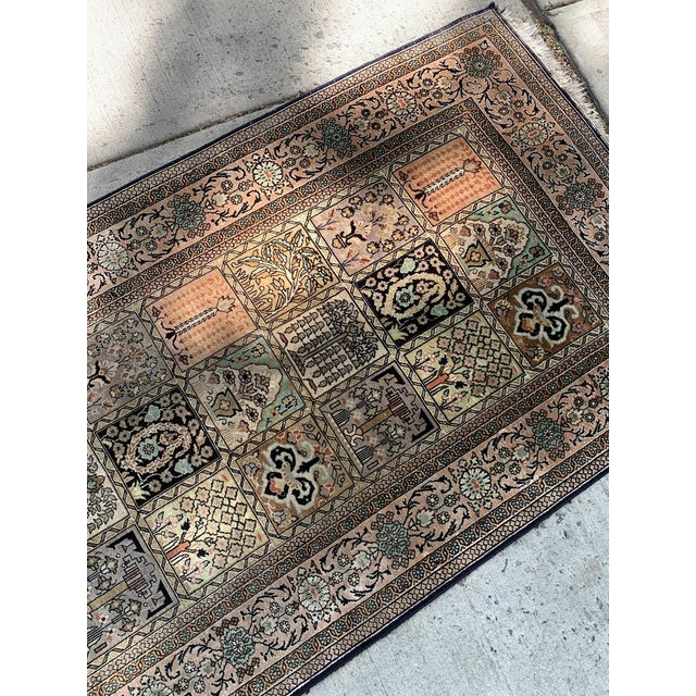 1960s, Handmade Vintage Persian Silk Qum Rug 2.5' X 4.2' For Sale - Image 4 of 5
