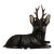 Vintage Black Forest Style Hand Carved Wood Stag Deer Sculpture With Antlers For Sale