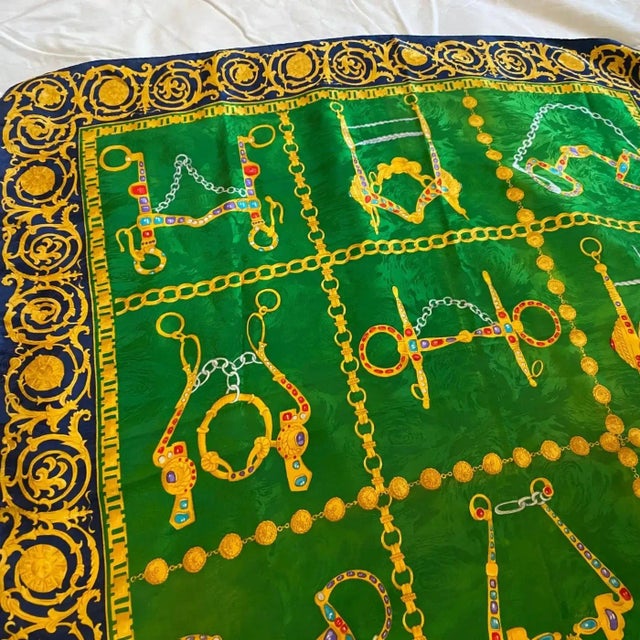 1980s 1980s Vintage Silk Color Italian Scarf Foulard by Renato Balestra For Sale - Image 5 of 11