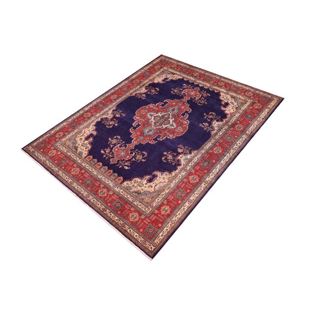 Persian Vintage Blue/Red Wool Rug - 9'9'' X 12'8'' For Sale - Image 9 of 10