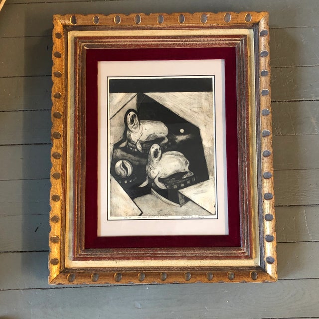 Wood Vintage 1969 Original Stone Lithograph Circus Seals For Sale - Image 7 of 7