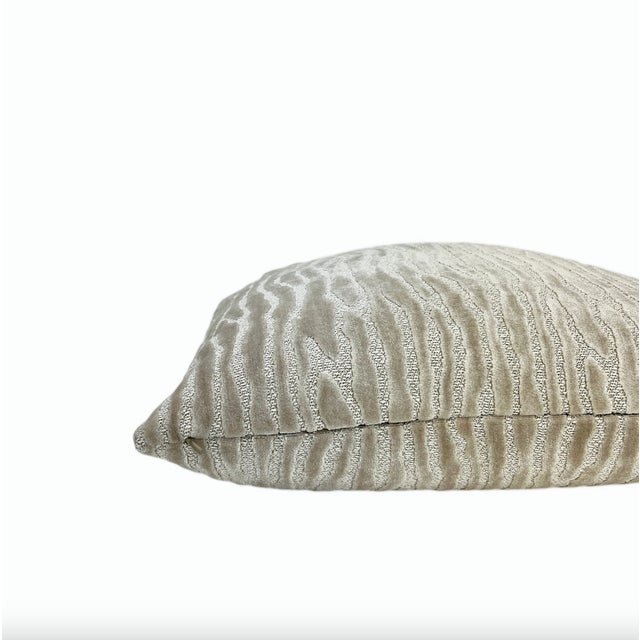 Contemporary Alabaster Velvet Throw Pillow With Feather Down Insert For Sale - Image 3 of 6