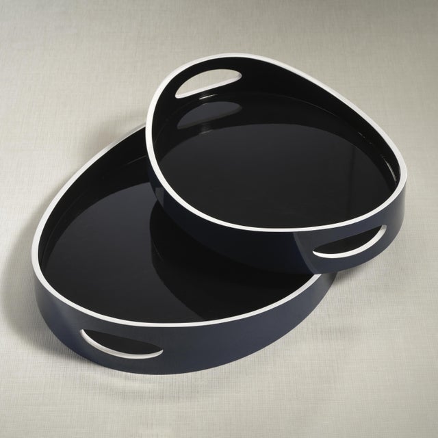 Modern Noir Marine Lacquered Serving Tray, Small For Sale - Image 3 of 5