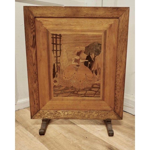 Arts and Crafts Marquetry Fire Screen, 1930s For Sale - Image 6 of 8