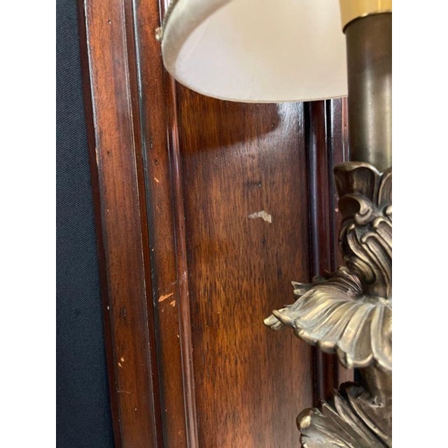 1970s 1970s Maitland-Smith Bronze on Wood Wall Sconces - a Pair For Sale - Image 5 of 11