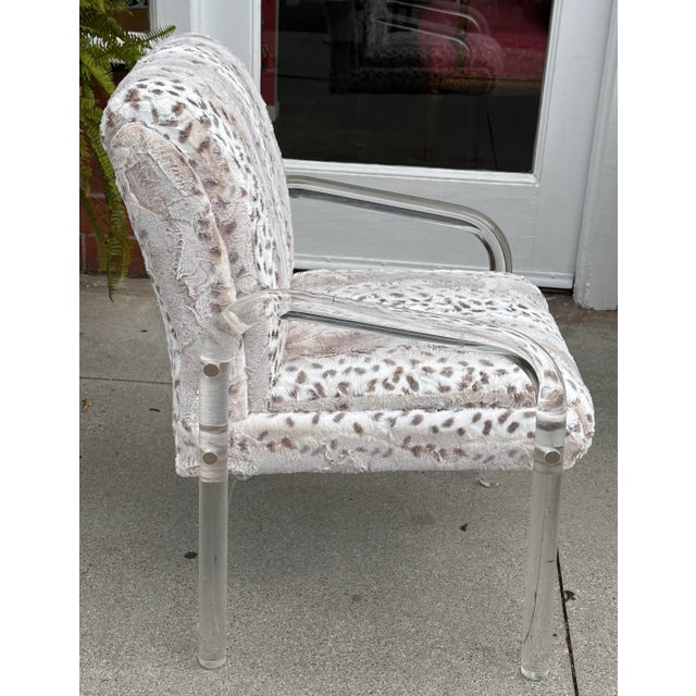 Pace Collection Modern Leon Rosen for Pace Collection Lucite Faux Fur Dining Chair For Sale - Image 4 of 6