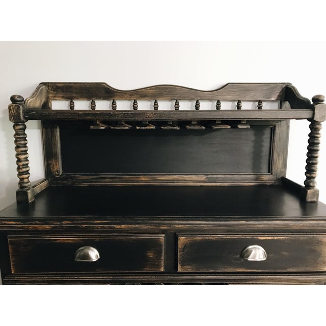 Black Distressed Bistro Coffee Bar Hutch Chairish