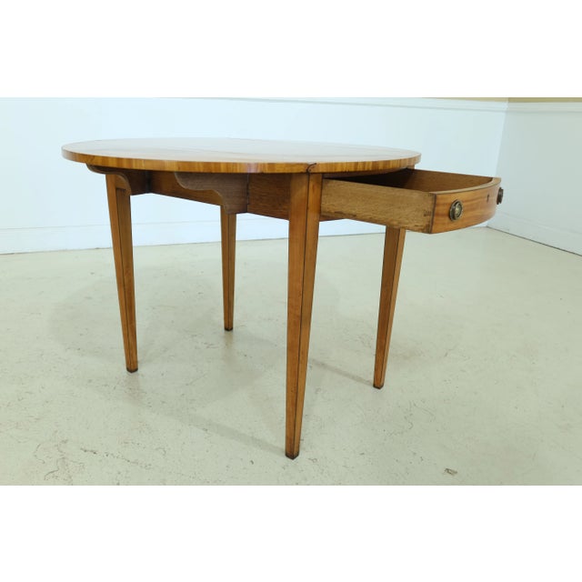 Wood English Custom Made Satinwood Inlaid Pembroke Table For Sale - Image 7 of 11