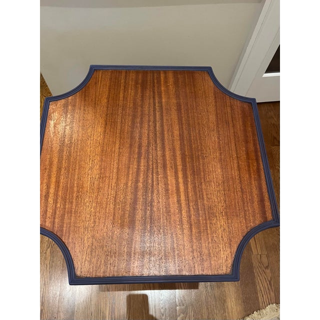 Accent End Lamp Entry Table Blue Painted Vintage For Sale - Image 4 of 5