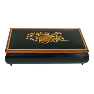 1960s Italian Music Box Lacquered Inlaid Wood