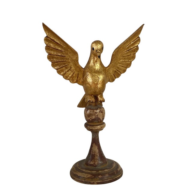 Vintage European Carved Wood Dove the Holy Spirit Sculpture on Finial 10.75" H For Sale - Image 4 of 8