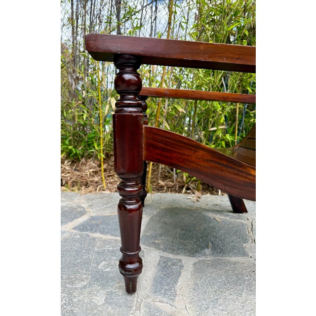 British Colonial Hardwood Slat Planters Chair For Sale - Image 11 of 12