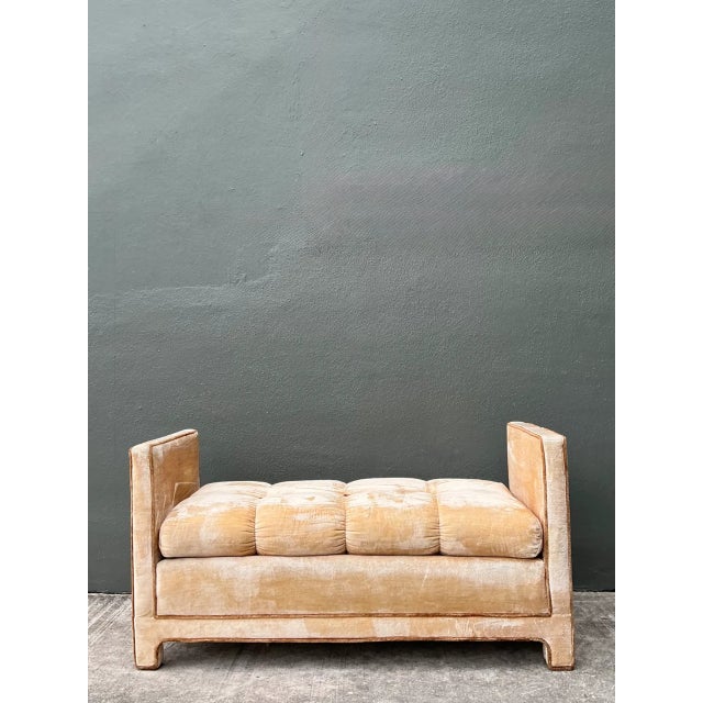 Vintage Crushed Velvet Tufted Bench For Sale - Image 10 of 12