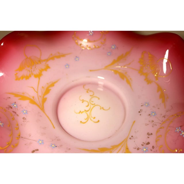 Antique Ornate Silverplate Enameled Glass Centerpiece Footed Fruit Bowl Compote For Sale - Image 9 of 12