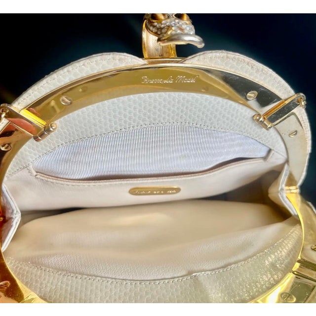 Ivory Judith Leiber Style Crystalized Serpent Ivory Snakeskin Clutch For Sale - Image 8 of 10