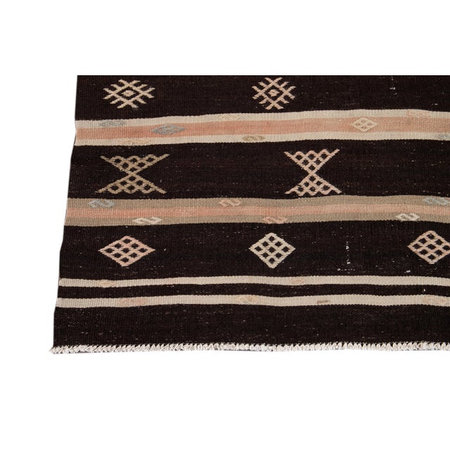 Mid 20th Century Mid-20th Century Vintage Kilim Wool Runner Rug For Sale - Image 5 of 13