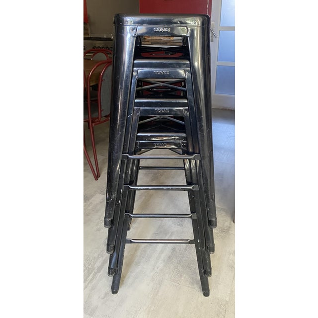 Vintage Industrial H75 Stackable Bar Stool in Black by Xavier Pauchard for Tolix, 1950s For Sale - Image 15 of 18