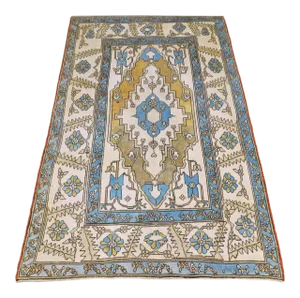 Vintage Hand Knotted Oushak Turkish Rug. 5'10"x 8'8"