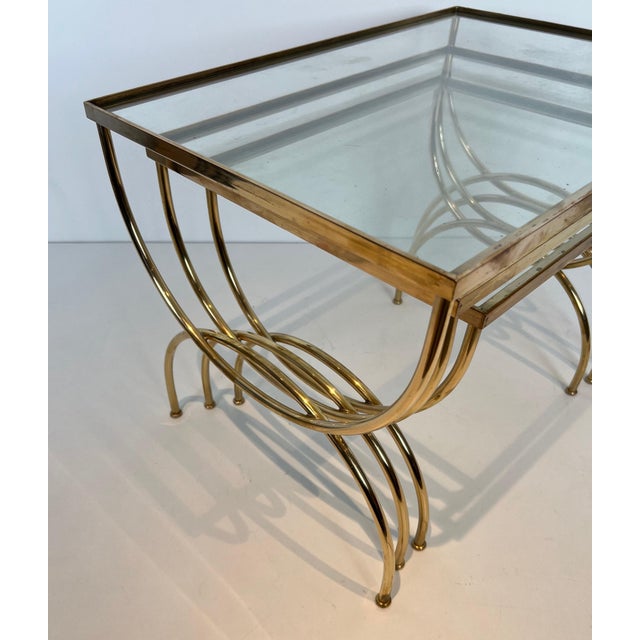 1940s Work in French Neoclassical style nesting tables with arcuate base For Sale - Image 6 of 12