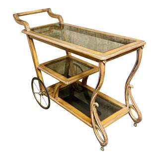 1940s Art Nouveau Bar Cart, Rolling Cart, Serving Cart, Casters, Storage. For Sale