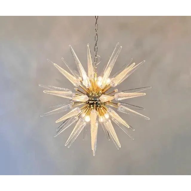 Italian 51-Tip Murano Glass Sputnik Chandelier, Clear Transparent For Sale - Image 10 of 12
