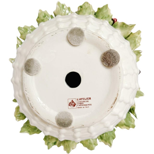 Vintage Italian Capodimonte Ceramic Fruit Topiary Centerpiece Bowl For Sale In San Diego - Image 6 of 6