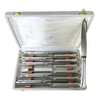 12 Silver-Plated Dessert Knives by Silversmith Ravinet Denfert, France, 1970s, Set of 12 For Sale