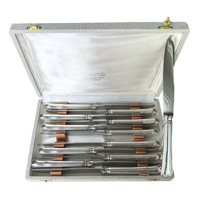 12 Silver-Plated Dessert Knives by Silversmith Ravinet Denfert, France, 1970s, Set of 12 For Sale