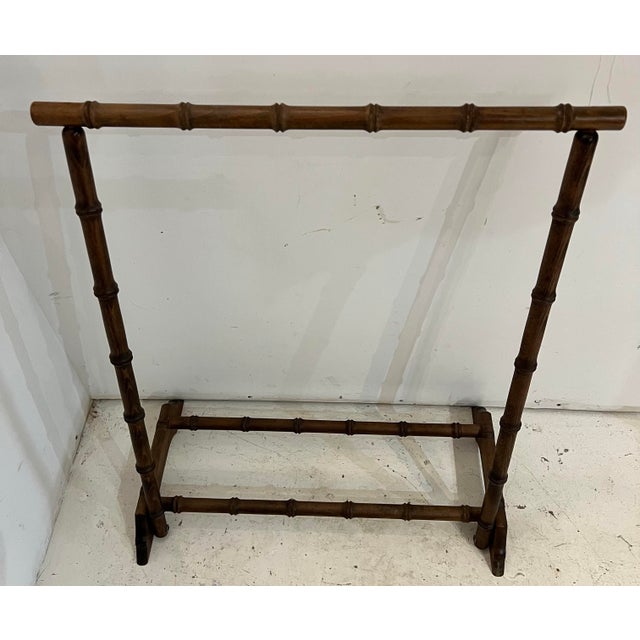 Vintage Faux Bamboo Wood Blanket Rack / Quilt Stand – Hollywood Regency Coastal Style For Sale - Image 9 of 11