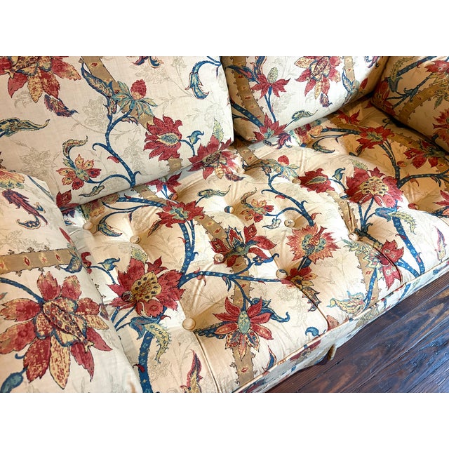 1970s 1970s Floral Tufted-Seat Loveseat For Sale - Image 5 of 5