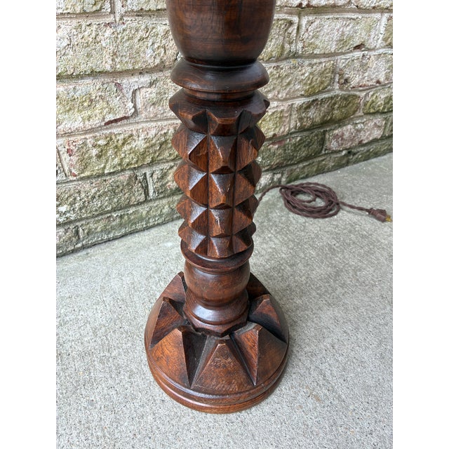 1940s Charlies Dudouyt Wooden Table Lamp, France For Sale In New York - Image 6 of 14
