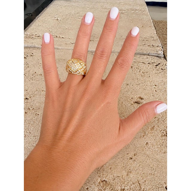Vintage Italian 18k Gold Pavé Diamond Dome Ring, 1.75 Carats, Size 6 For Sale - Image 11 of 11
