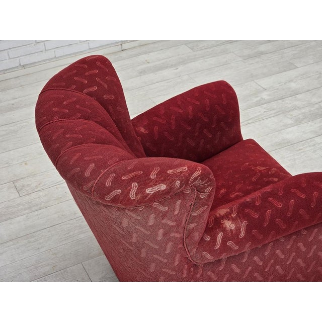 Vintage Danish Relax Chair in Red Furniture Wool, 1950s For Sale - Image 15 of 18