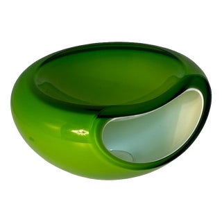 Model Smile Green and White Glass Tools Fruit / Candy Bowl by Claus Jensen & Henrik Holbæk for Evasolo For Sale