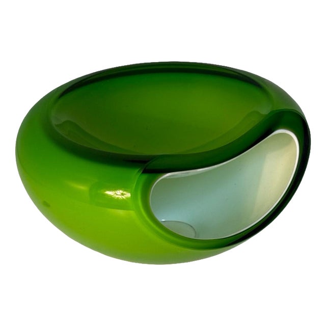 Model Smile Green and White Glass Tools Fruit / Candy Bowl by Claus Jensen & Henrik Holbæk for Evasolo For Sale