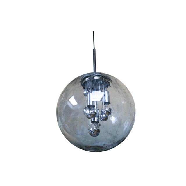 Mid-Century Modern Vintage Smoked Glass Bubble Globe Pendant Light from Doria Leuchten, 1970s For Sale - Image 3 of 18