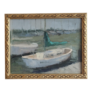 ‘Sailboat Harbor’ Original Acrylic on Board, Framed