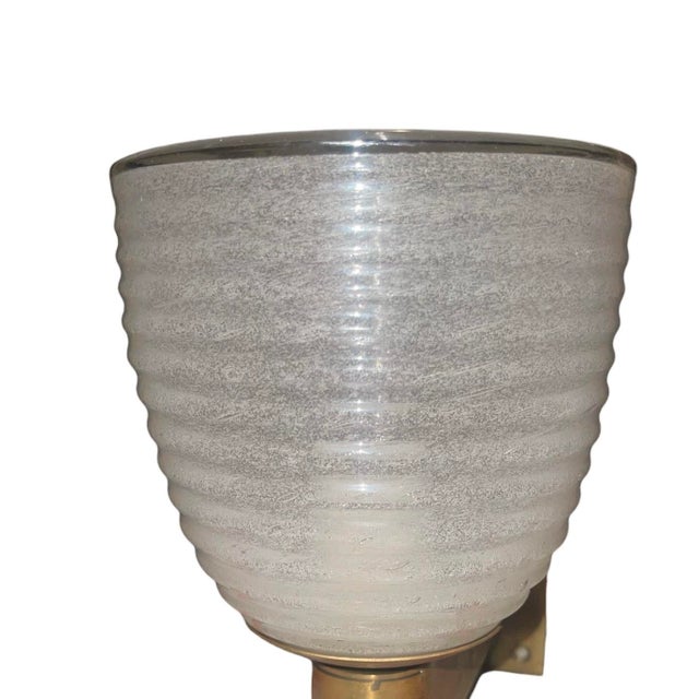 Italian Mid-20th C Signed Barovier & Toso Murano Pulegoso Glass and Brass Sconce For Sale - Image 3 of 8
