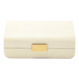 AERIN Modern Faux Shagreen Small Jewelry Box, Cream For Sale