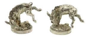 Silver Plate Donkey Menu Holders - A Pair