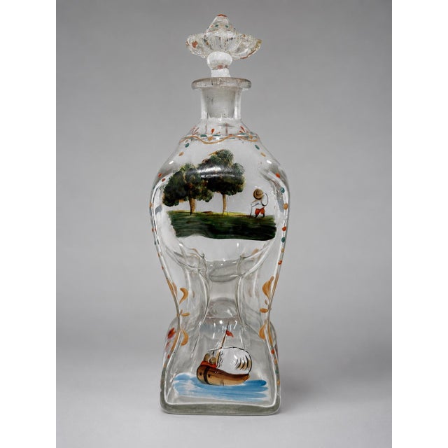 Art Deco 12 Pc, Polychrome Enamel-Painted Glass Liqueur Service, Continental C. 1920 For Sale - Image 3 of 10