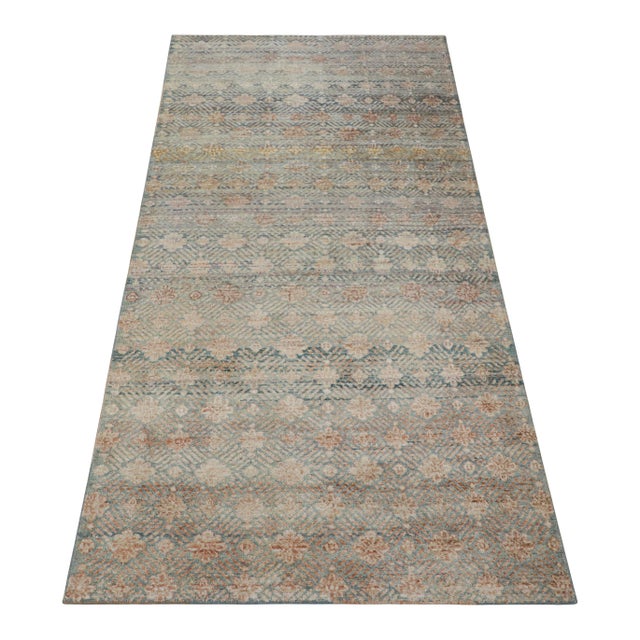 2010s Rug & Kilim’s Contemporary Runner Rug, Light Blue and Cream With Floral Patterns For Sale - Image 5 of 7