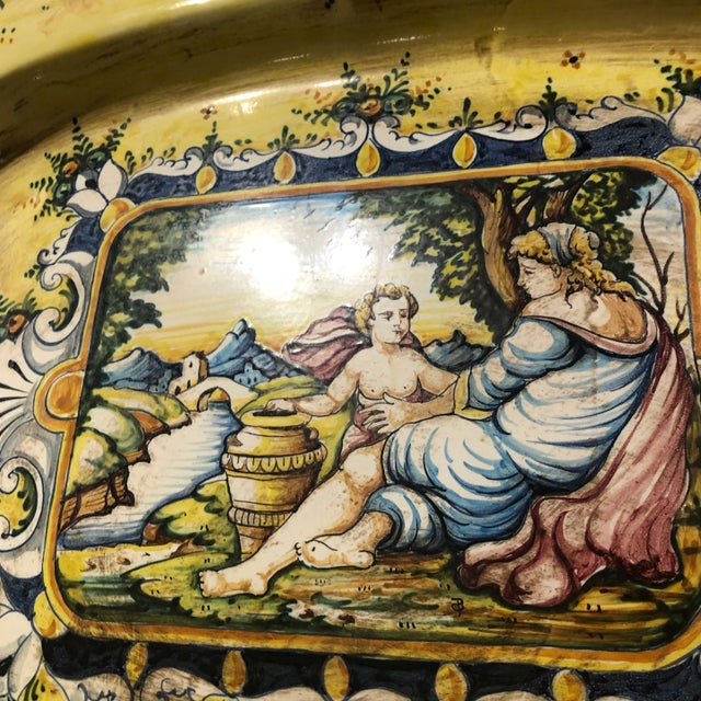 1990s Italian Hand Painted Ceramic Wall Plate For Sale - Image 9 of 10