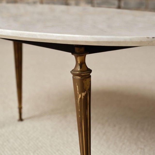 1950s 1950s French Marble Top With Brass Legs Coffee Table For Sale - Image 5 of 6