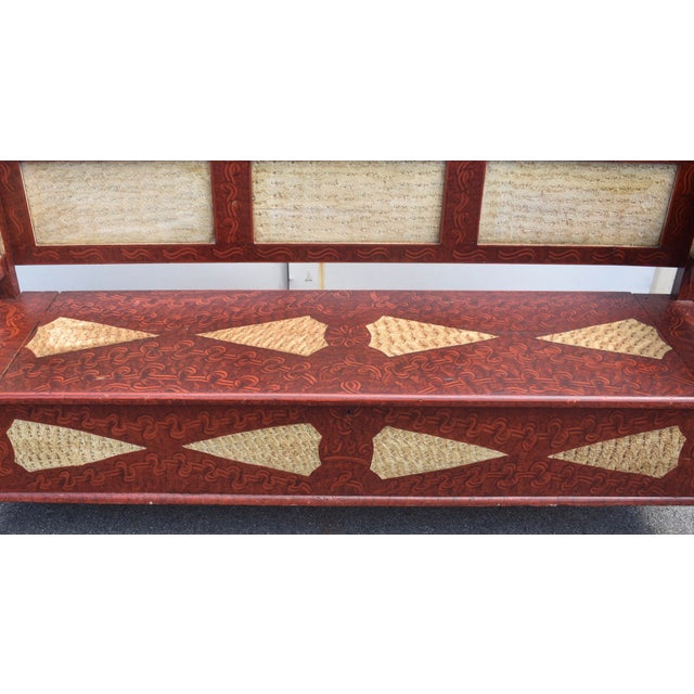 Pine and Oak Storage Bench in Decorative Paint For Sale - Image 10 of 13
