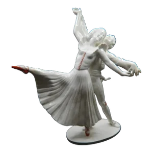 Circa 1930s Hutschenreuther Porcelain Art Deco Dancing Couple Ballet Flamingo Figurine, C Werne