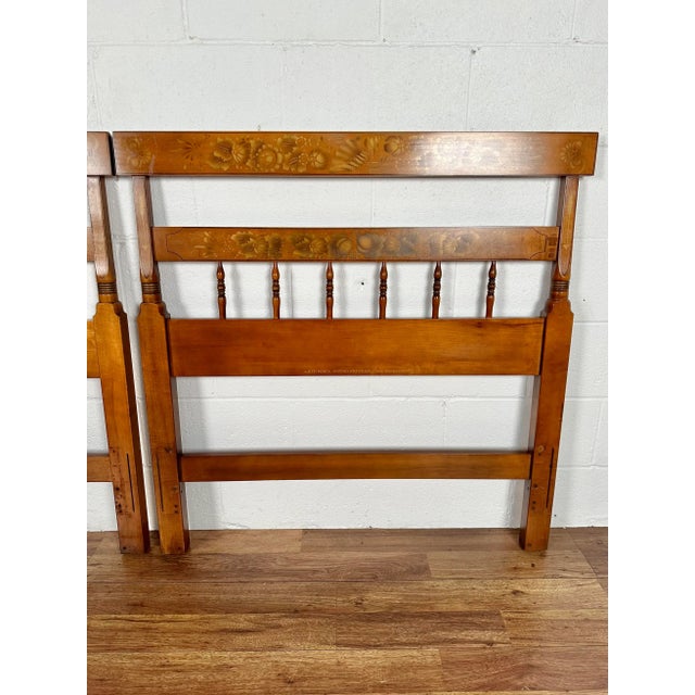 1990s 1990s Hitchcock Solid Maple Vintage Twin Stenciled Headboards - Pair For Sale - Image 5 of 9