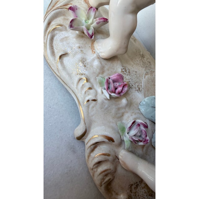 Antique German Porcelain Figural Centerpiece Bowl, of Dresden or Von Schierholz Styles, Hand-Painted Putti For Sale In Greensboro - Image 6 of 15
